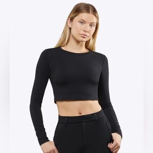 Cuts Clothing Black Long Sleeve Cropped Tomboy Tee